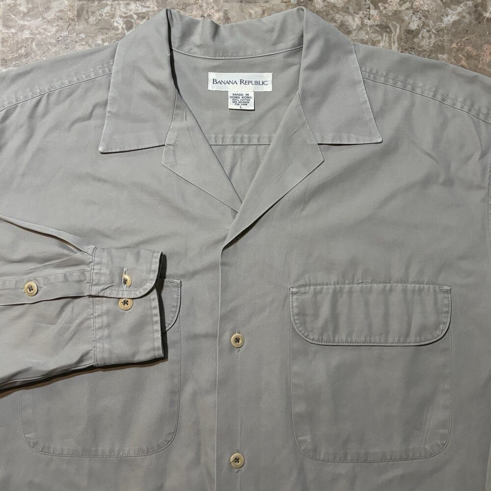 Vintage Banana Republic Safari Shirt Mens Large Khaki Long Sleeve Camp 90s